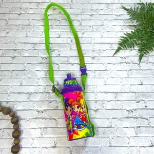 Lisa Frank Rare Vintage Friends Multicolor Tie Dye Girls Water Bottle Strap 90s